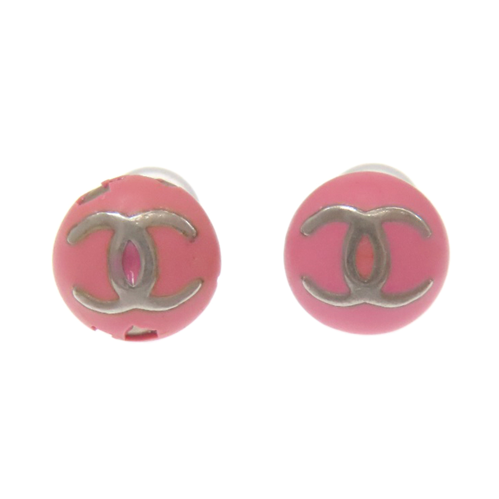 CHANEL Silver Logo Earrings